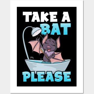 Take A Bat Please | Bat Lovers Gifts Funny Halloween Bat Pun Posters and Art